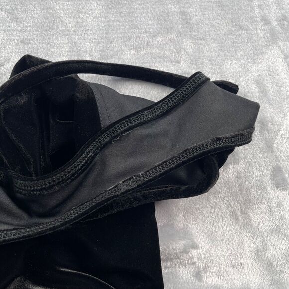 Vintage Tadashi Dress PM Black Velvet Velour Open Back Maxi Whimsigoth - Picture 8 of 16